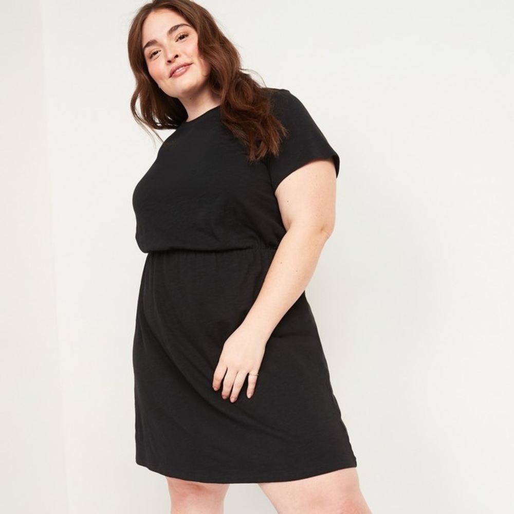 Old Navy Short-Sleeve Waist-Defined Slub-Knit Mini T-Shirt Dress for Women